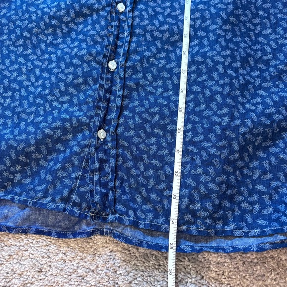 Frank & Eileen Murphy Blue White Pineapple Linen Shirt Dress Women’s Small - Picture 9 of 10